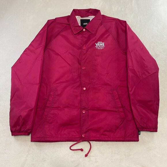 VANS Off the Wall Fleece Lined Pink Windbreaker Jacket Sz Medium Nylon Skater - Picture 1 of 9
